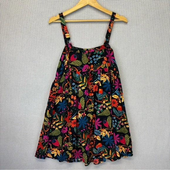 Natural Life Patti Floral Mini Sundress Women’s Med Black Vibrant Spring Cotton - Picture 7 of 8